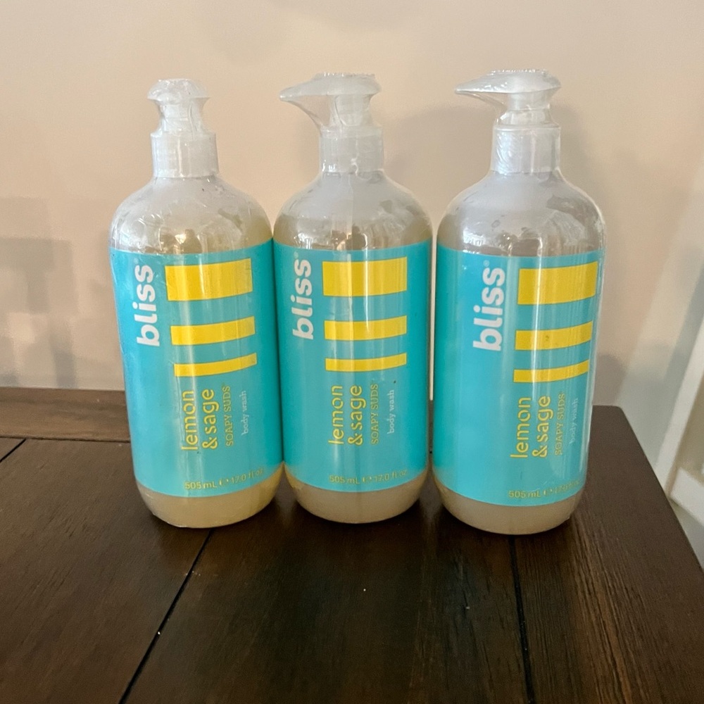 💄NEW 3 BLISS BODY WASHES LEMON & SAGE SOAPY SUDS💄